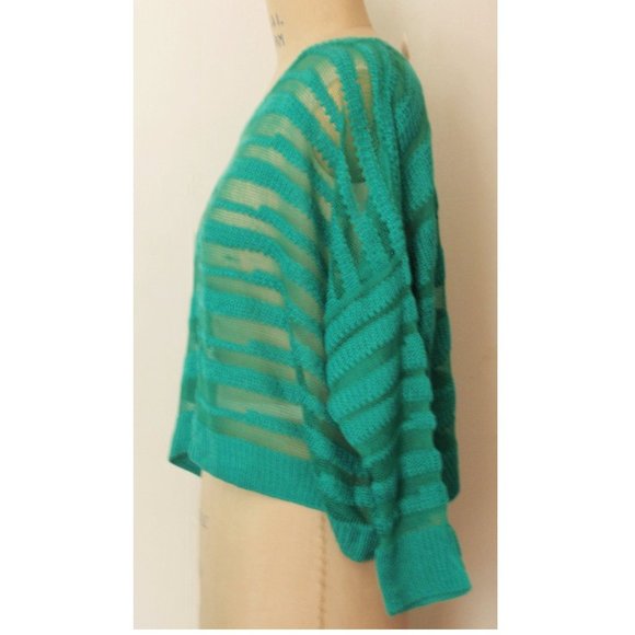 FOREVER 21 EMERALD DISTRESSED CROPPED SWEATER L - Picture 4 of 7
